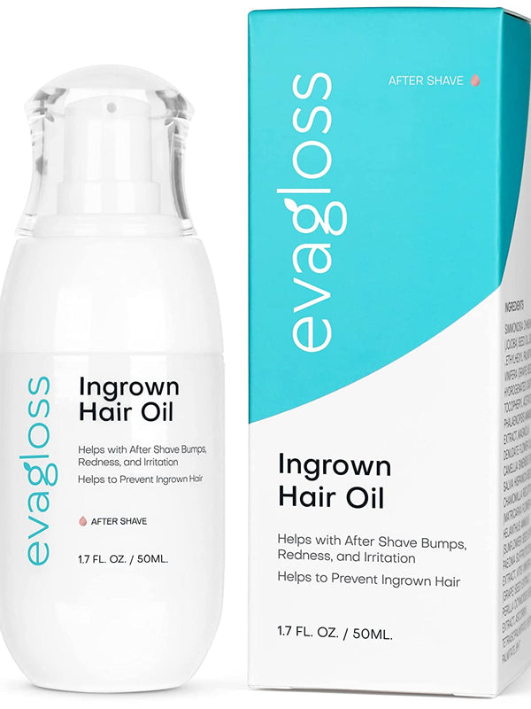 evagloss Ingrown Hair Treatment Oil Prevents Ingrown Hair Helps with Razor Bumps Hair Removal After Shave Bumps, Soothes Redness and Irritation - Good for Bikini Area, Legs, Underarm 1.7 Fl. oz