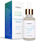 Evagloss Kojic Acid Serum with Arbutin for Face and Body - Best Natural and Gentle Treatment for Skin Discoloration for All Skin Types, 1oz.